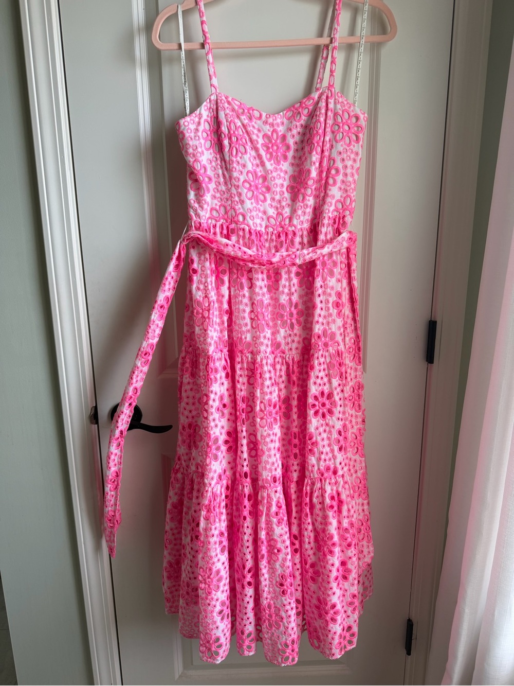 Lilly Pulitzer Elliotta Pink Eyelet Floral Dress with Belt
